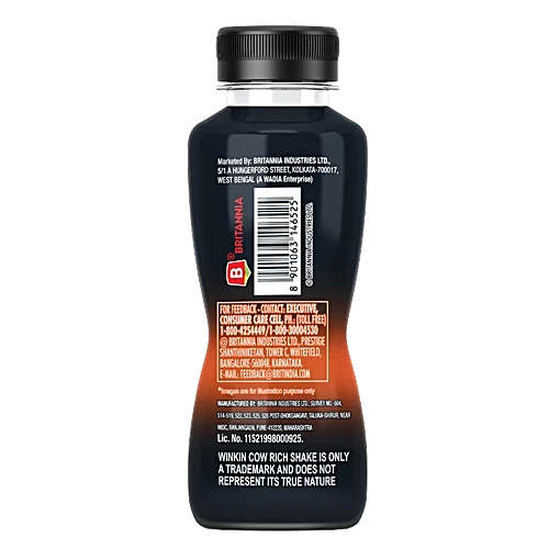 Britannia Winkin Cow Almond Salted Caramel Rich Milkshake - High In Calcium, 3x180 ml Multipack